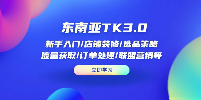 东南亚TK3.0：新手入门/店铺装修/选品策略/流量获取/订单处理/联盟营销等-创业项目网