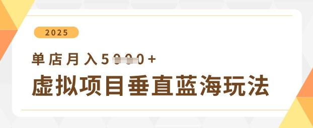 虚拟项目垂直玩法，实现单店月入5k+-创业项目网