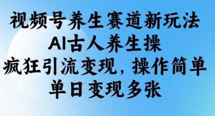 视频号养生赛道新玩法，AI古人养生操，疯狂引流变现，操作简单，单日变现多张-创业项目网