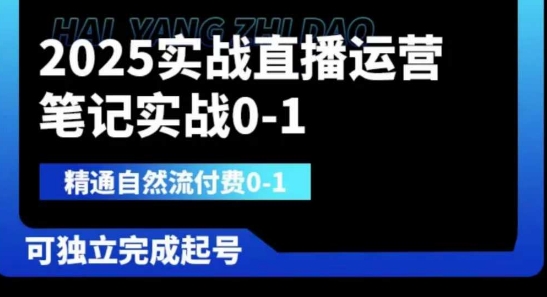 2025实战直播运营0-1，精通自然流付费0-1，可独立完成起号-创业项目网