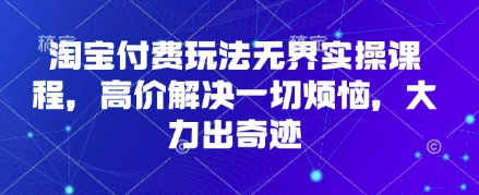 淘宝付费玩法无界实操课程，高价解决一切烦恼，大力出奇迹-创业项目网
