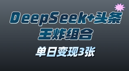 2025年DeepSeek+头条王炸组合，单日变现300+-创业项目网