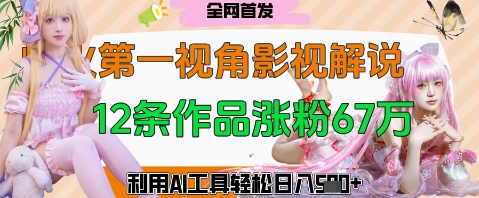 爆火第一人称视角影视解说，12条作品涨粉67W，巧用AI工具，轻松日入500+-创业项目网