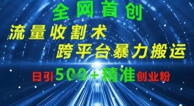 全网流量收割术：跨平台暴力搬运，日引500+精准创业粉-创业项目网