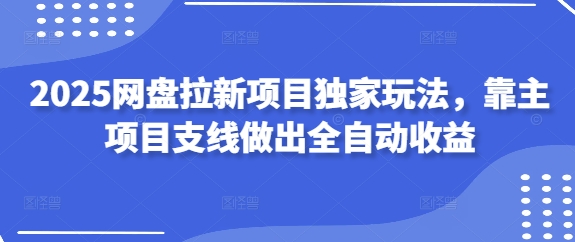2025网盘拉新项目独家玩法，靠主项目支线做出全自动收益-创业项目网