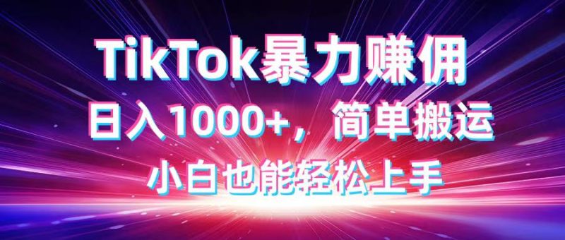 TikTok搬运暴力赚佣，日入1000+，简单搬运，小白也能轻松上手-创业项目网