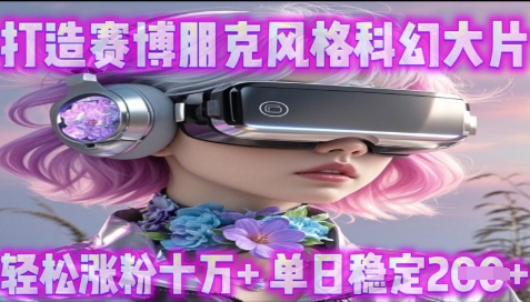 利用生图工具打造赛博朋克风格科幻大片，轻松涨粉十万+，单日稳定200+-创业项目网