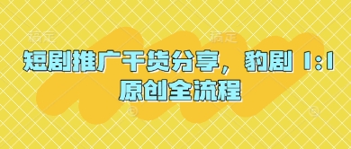 短剧推广干货分享，豹剧 1:1原创全流程-创业项目网