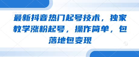 最新抖音热门起号技术，独家教学涨粉起号，操作简单，包落地包变现-创业项目网