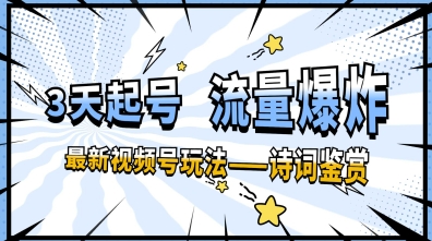 一天收入几张，视频号最新赛道—诗词鉴赏，3天必起，流量爆炸，新人也能轻松上手-创业项目网