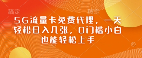 5G流量卡免费代理，一天轻松日入几张，0门槛小白也能轻松上手-创业项目网