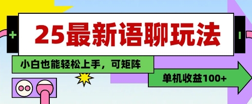 25年最新语聊玩法，纯手工，单机收益100+，小白也能轻松上手，可矩阵操作-创业项目网