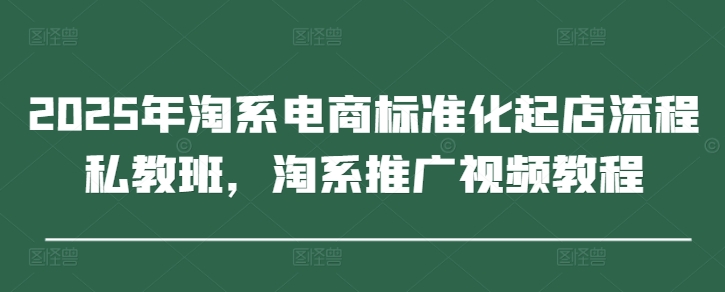 2025年淘系电商标准化起店流程私教班，淘系推广视频教程-创业项目网