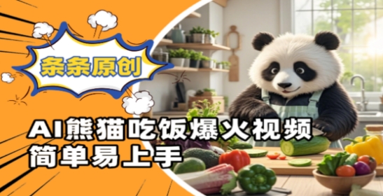 Ai熊猫吃饭爆火视频，条条原创，简单易上手-创业项目网