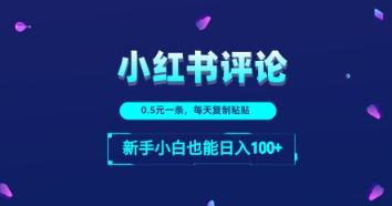 小红书留言评论：一条0.5元，每天复制粘贴，新手小白也能日入100+-创业项目网