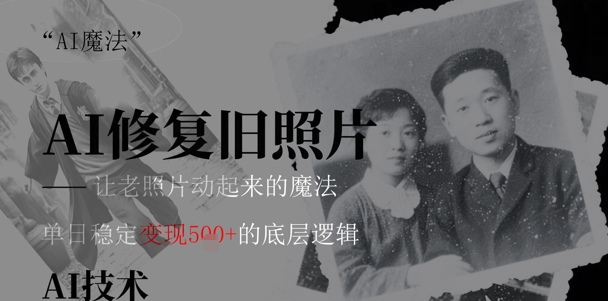 AI魔法：让泛黄旧照变成朋友圈爆款视频，私域转化率提升50%，单日变现500+-创业项目网