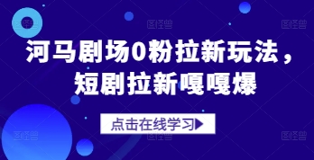 河马剧场0粉拉新玩法，短剧拉新嘎嘎爆-创业项目网