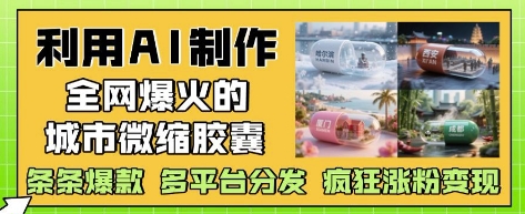 利用AI制作全网爆火的城市微缩胶囊，条条爆款， 多平台分发，疯狂涨粉变现-创业项目网