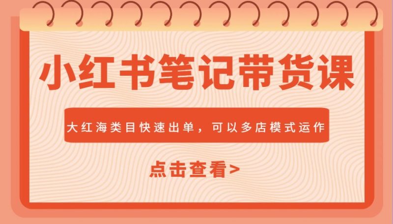 小红书笔记带货课,大红海类目快速出单,市场大,可以多店模式运作(更新)-创业项目网