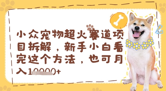 小众宠物超火赛道项目拆解，新手小白看完这个方法，也可月入过w-创业项目网