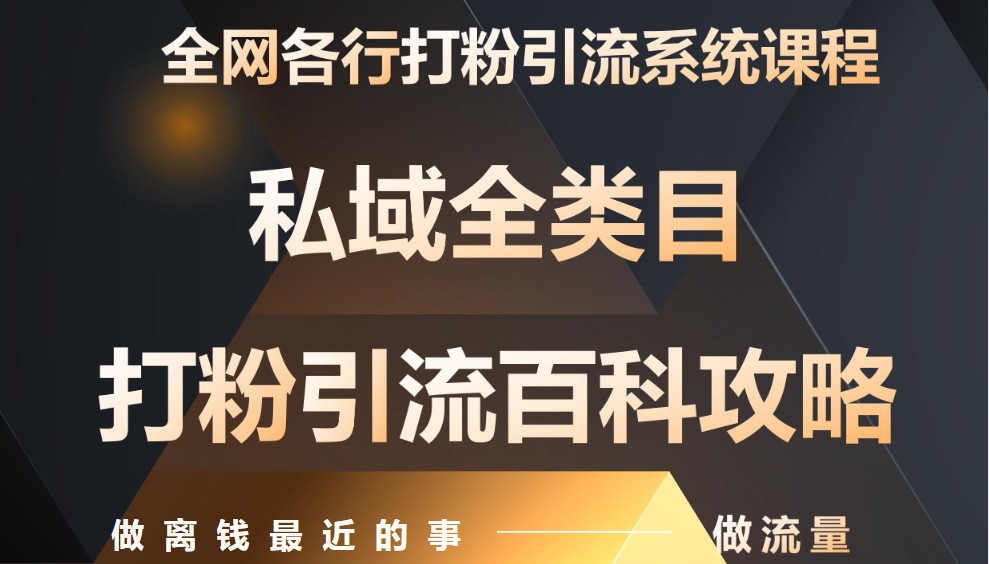 月入9万：全网唯一私域打粉引流神课，零基础手把手带你引流变现-创业项目网