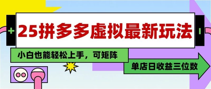2025最新拼多多虚拟电商,单店日入3位数, 小白也能快速上手,保姆级教程-创业项目网