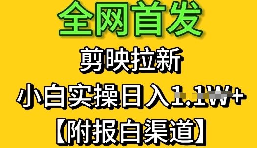 全网首发：剪映拉新，小白实操单日收益1k+【附报白渠道】-创业项目网