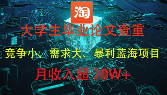 大学生毕业论文查重，暴利蓝海项目，月收入过1W+-创业项目网