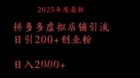 拼多多复制粘贴日引200+付费创业粉，月入1w最新教程-创业项目网