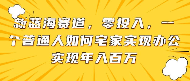 新蓝海赛道，零投入，一个普通人如何宅家办公实现年入百万-创业项目网