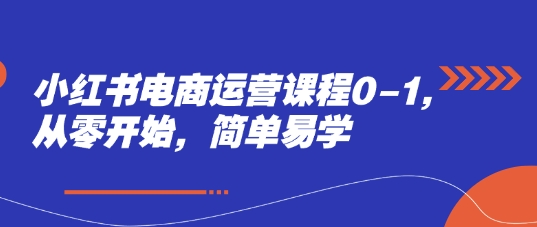 小红书电商运营课程0-1，从零开始，简单易学-创业项目网