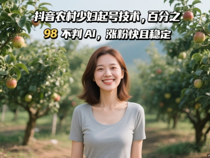 抖音农村少妇起号技术，百分之98不判AI，涨粉快且稳定-创业项目网