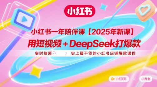 小红书一年陪伴课【2025年新课】，用短视频+deepSeek打爆款，史上最干货的小红书店铺爆款课程-创业项目网