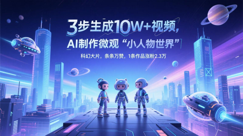 三步生成10W+视频，AI制作微观“小人物世界”科幻大片，条条万赞，1条作品涨粉2.3万-创业项目网
