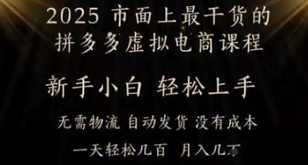 25年最干货的拼多多虚拟电商课程，小白轻松上手，月入过w只是门槛!虚拟电商，如皓月见青天-创业项目网
