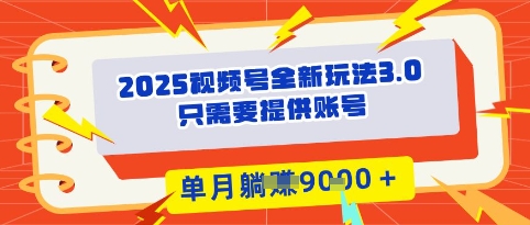 2025年视频号全新玩法3.0，操作爆款门槛低， 团队赋能，单月入9k-创业项目网