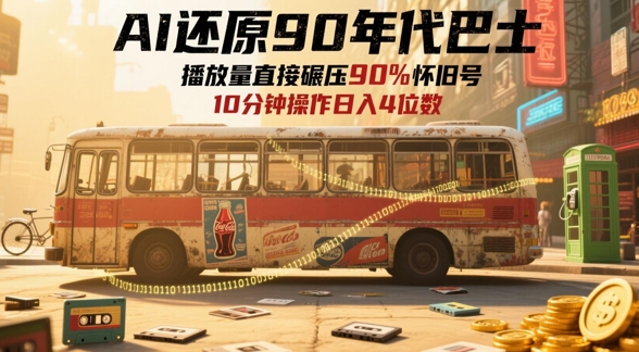AI还原90年代巴士，一帧就让70后泪崩，播放量直接碾压90%怀旧号，每天操作十分钟，日入四位数-创业项目网