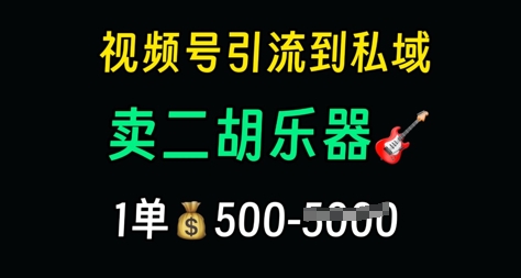 视频号引流到私域卖二胡乐器，1单利润5张，长期稳定项目-创业项目网