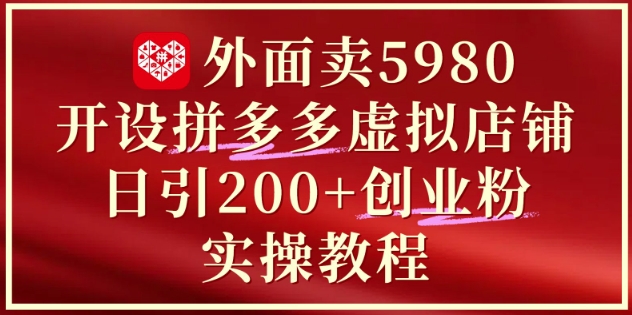 外面卖5980开设拼多多虚拟店铺：单日引流200+创业付费粉实战教程-创业项目网