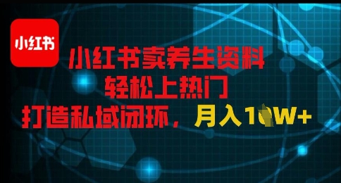 小红书卖养生资料轻松上热门，打造私域闭环，月入1W+-创业项目网