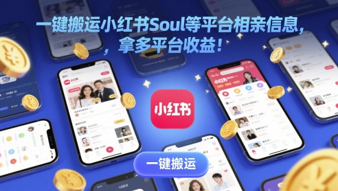 一键搬运小红书Soul等平台相亲信息，拿多平台收益!-创业项目网