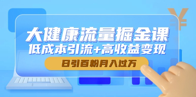 大健康流量掘金课，低成本引流+高收益变现，日引百粉月入过万-创业项目网