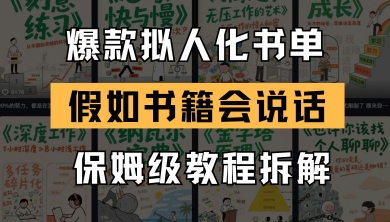 最新爆款拟人化书单玩法，假如书籍会说话，保姆级教程-创业项目网