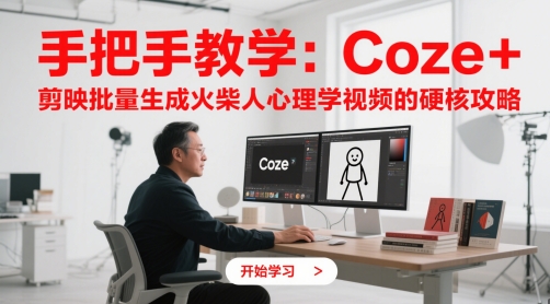 手把手教学：Coze+剪映批量生成火柴人心理学视频的硬核攻略-创业项目网