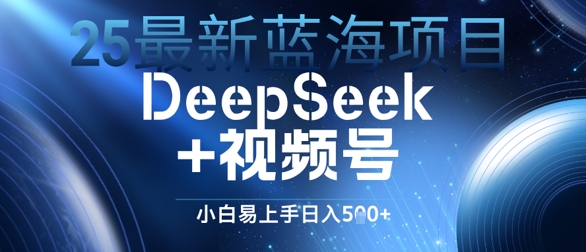 25最新蓝海项目DeepSeek+视频号，小白易上手日入500+-创业项目网