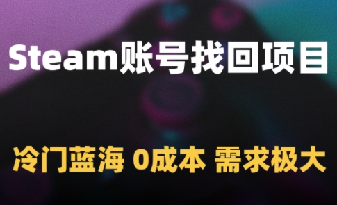 Steam账号找回项目，冷门蓝海，0成本，需求极大-创业项目网