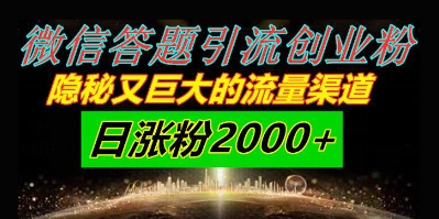 微信答题引流创业粉，隐秘又巨大的流量渠道一小时引流200人，日涨粉2000+-创业项目网
