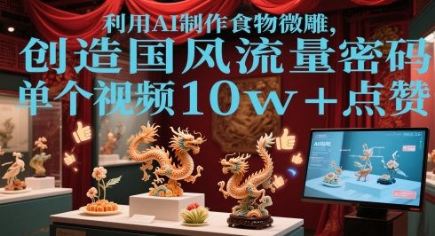 利用AI制作食物微雕，创造国风流量密码，单个视频10w+点赞-创业项目网