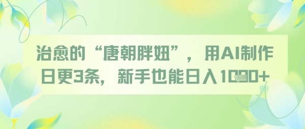 治愈的“唐朝胖妞”，用AI制作日更3条，新手也能日入1000+-创业项目网