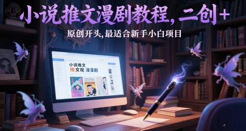 小说推文漫剧教程，二创+原创开头，最适合新手小白项目-创业项目网